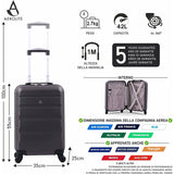 AeroLite™ 55x35x25cm Valigia Bagaglio a Mano Duro con **Lucchetto TSA Integrato**, Bagaglio a Mano Cabina 4 Ruote, Dimensione Max per ITA Airways, Air Europa, Air France, Alitalia, KLM & Transavia, 5 Anni Di Garanzia