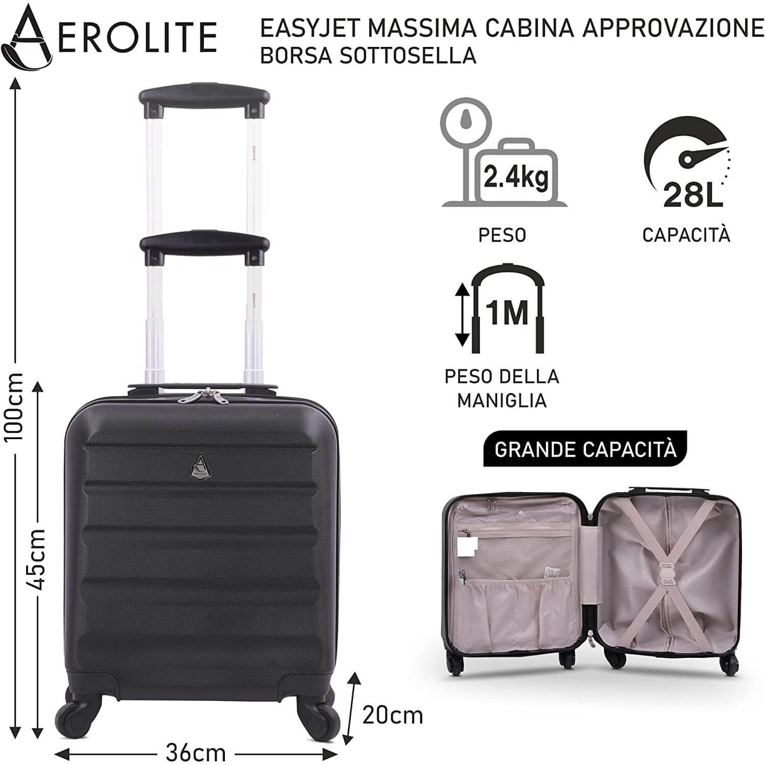 Aerolite Valigia 45x36x20cm Bagaglio A Mano EasyJet Dimensioni Massime Aerolite valigia 45x36x20cm bagaglio a mano easyjet dimensioni massime