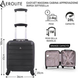 Aerolite Valigia 45x36x20cm Bagaglio A Mano Easyjet Dimensioni Massime borsa Da Cabina Sotto Il Sedile Rigida Ultraleggero in ABS Trolley da Viaggio con 4 Ruote 5 Anni Di Garanzia