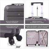 AeroLite™ Nuovo Estiva 2025 ABS Valigia Trolley 55x38x20cm Emirates Airlines e altre ancora! Rigido Bagaglio a Mano con 4 Ruote Grande Valigia 5 Anni Di Garanzia (Carbone)