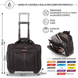 AeroLite™ 15.6” - Borsa da viaggio Executive Borsa Imbottita Per Laptop Con 2 Ruote, Omologata per Ryanair, Easyjet, BA & Jet2, Trolley Per La Notte Business Trolley Da Cabina (Nero)
