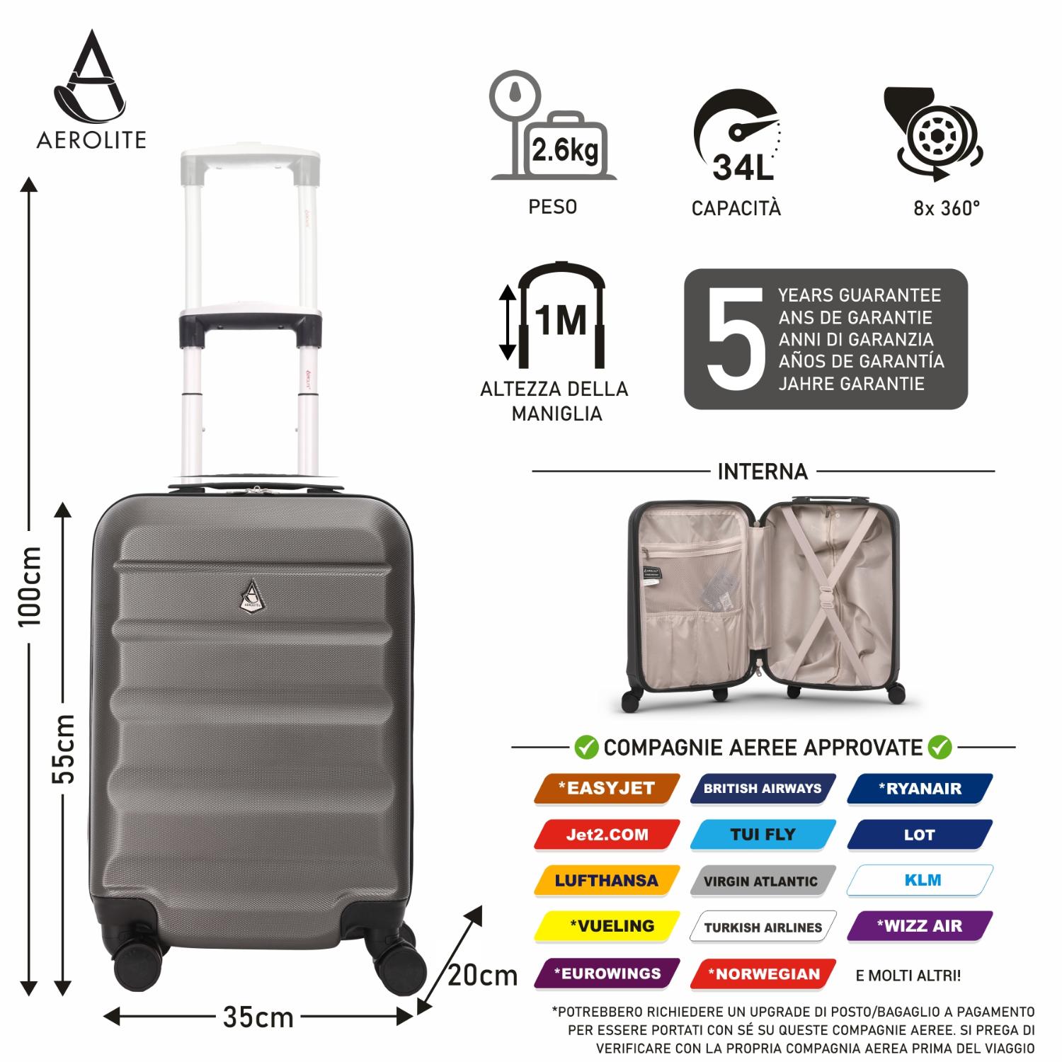 GOB Valigia Bagaglio A ano PC 40L Trolley Rigido Valigie Da Cabina 4 Ruote Universale TSA GOB Valigia Bagaglio A ano PC 40L Trolley Rigido Valigie Da Cabina 4 Ruote Universale TSA