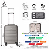 AeroLite™ 55x35x25cm Valigia Bagaglio a Mano Duro con **Lucchetto TSA Integrato**, Bagaglio a Mano Cabina 4 Ruote, Dimensione Max per ITA Airways, Air Europa, Air France, Alitalia, KLM & Transavia, 5 Anni Di Garanzia