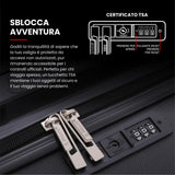 AeroLite™ 55x35x25cm Valigia Bagaglio a Mano Duro con **Lucchetto TSA Integrato**, Bagaglio a Mano Cabina 4 Ruote, Dimensione Max per ITA Airways, Air Europa, Air France, Alitalia, KLM & Transavia, 5 Anni Di Garanzia