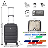 AeroLite™ 55x35x25cm Valigia Bagaglio a Mano Duro con Lucchetto TSA Integrato, Bagaglio a Mano Cabina 4 Ruote, Dimensione Max per ITA Airways, Air Europa, Air France, Alitalia, KLM & Transavia, 5 Anni Di Garanzia