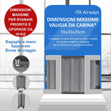 AeroLite™ 55x35x25cm Valigia Bagaglio a Mano Duro con Lucchetto TSA Integrato, Bagaglio a Mano Cabina 4 Ruote, Dimensione Max per ITA Airways, Air Europa, Air France, Alitalia, KLM & Transavia, 5 Anni Di Garanzia