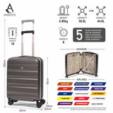 Aerolite Valigia da Cabina Espandibile 55x40x20cm fino a 55x40x23cm Ryanair Priority, Wizz Air Priority, Lufthansa – Valigia Rigida Leggera con 4 Ruote (CARBONE)