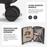 Aerolite Valigia da Cabina Espandibile 55x40x20cm fino a 55x40x23cm Ryanair Priority, Wizz Air Priority, Lufthansa – Valigia Rigida Leggera con 4 Ruote (CARBONE)