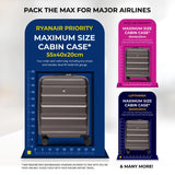 Aerolite Valigia da Cabina Espandibile 55x40x20cm fino a 55x40x23cm Ryanair Priority, Wizz Air Priority, Lufthansa – Valigia Rigida Leggera con 4 Ruote (CARBONE)