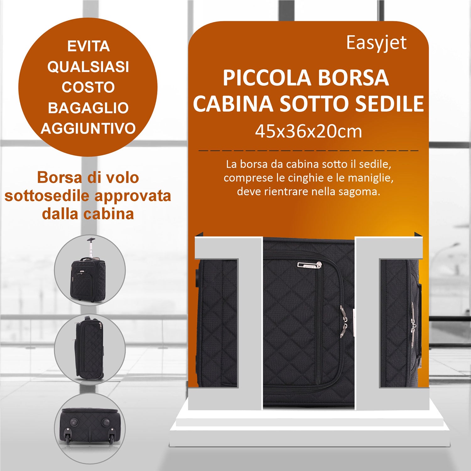 Bagaglio Da Cabina Per Ryanair 40x20x25 Zaino Bagaglio A Mano 20 Litri Borsa A Cabina Sotto - Foto 4