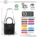 Aerolite Premium Borsa a tracolla trapuntata per laptop da donna, dimensioni massime per Easyjet 45x36x20cm