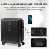 Aerolite M-Lite Premium 56x45x25cm Easyjet Plus Valigia da cabina con porta USB, blocco TSA, ruote silenziose Hinomoto, polipropilene leggero, 15 anni di garanzia