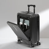 Aerolite M-Lite Smart 21" Cabin Suitcase - Ruote Hinomoto silenziose e scorrevoli con pulsante di frenata, tasca frontale per laptop, polipropilene PP resistente, ricarica USB, chiusura TSA, 55x40x23cm