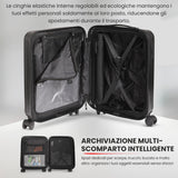 Aerolite M-Lite Smart 21" Cabin Suitcase - Ruote Hinomoto silenziose e scorrevoli con pulsante di frenata, tasca frontale per laptop, polipropilene PP resistente, ricarica USB, chiusura TSA, 55x40x23cm