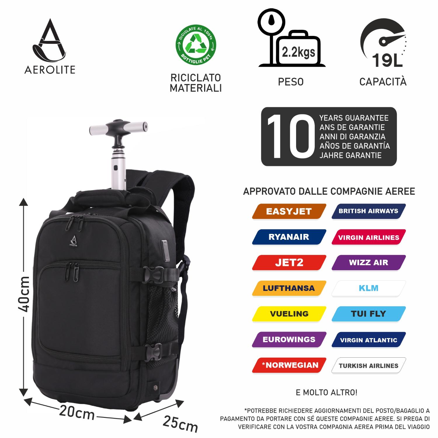 40x20x25 Bagaglio A Mano Ryanair Zaino Eastpak Viaggio Zaino