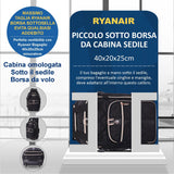 Aerolite Ryanair - Zaino trolley con 2 ruote riciclate, ecologico, approvato con manico estensibile, 40 x 20 x 25 cm, da viaggio, Nero