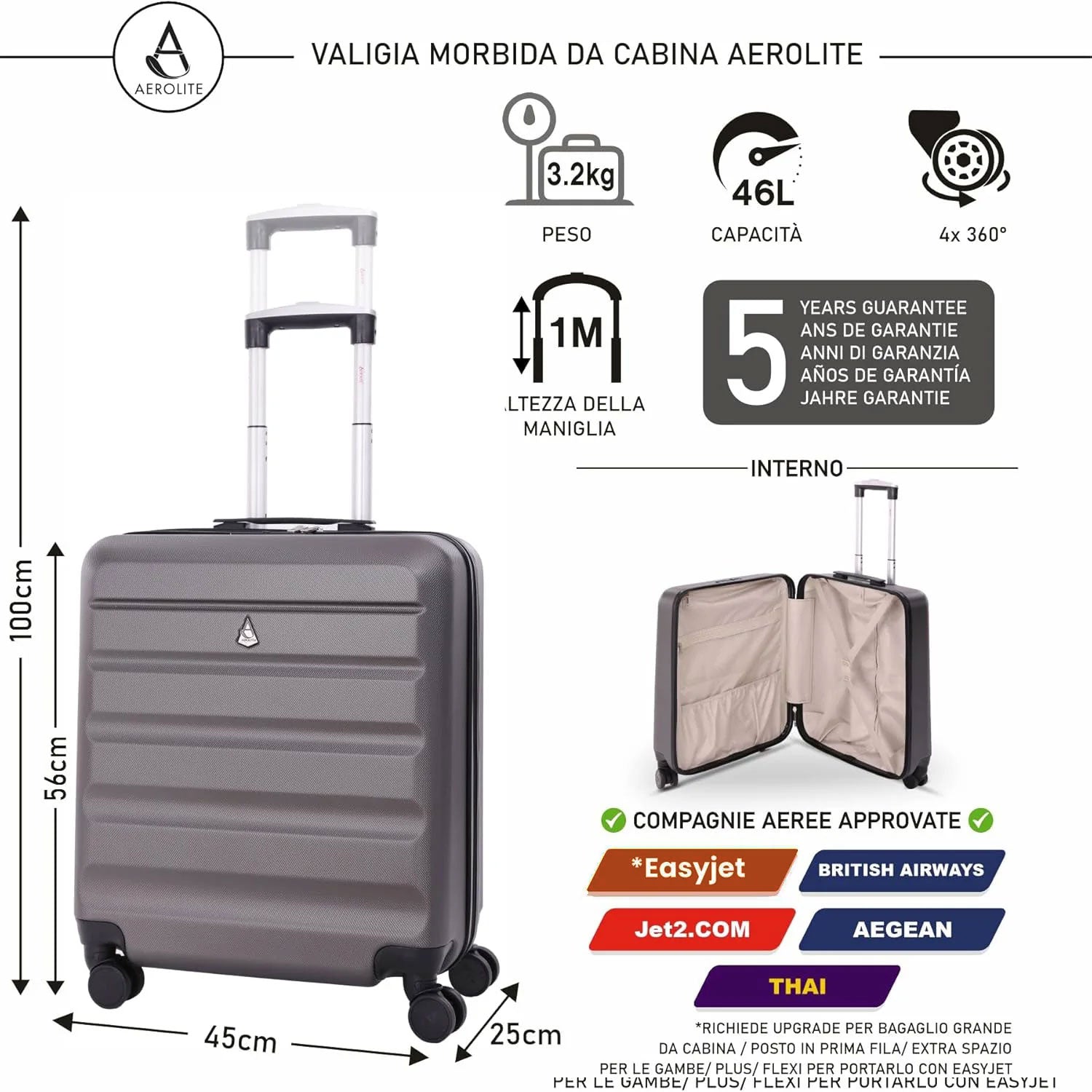 House Of Leather Valigia Rigida Alaska 4 Ruote In Policarbonato - Set Intero Oro Rosa, Bagaglio Hardside Con Serratura TSA