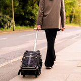 Aerolite Ryanair - Zaino trolley con 2 ruote riciclate, ecologico, approvato con manico estensibile, 40 x 20 x 25 cm, da viaggio, Nero