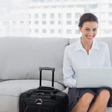 AeroLite™ 15.6” - Borsa da viaggio Executive Borsa Imbottita Per Laptop Con 2 Ruote, Omologata per Ryanair, Easyjet, BA & Jet2, Trolley Per La Notte Business Trolley Da Cabina (Nero)