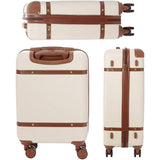 Aerolite 55x35x20cm Valigia Trolley Bagalio A Mano Elegante Classico Retrò Bagaglio a Mano Rigida Con 4 Ruote, Ideale a bordo di Ryanair, ITA Airways, Easyjet, Lufthansa 5 Anni Di Garanzia, (Crema)