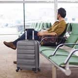 AeroLite™ Nuovo Estiva 2025 ABS Valigia Trolley 55x38x20cm Emirates Airlines e altre ancora! Rigido Bagaglio a Mano con 4 Ruote Grande Valigia 5 Anni Di Garanzia (Carbone)