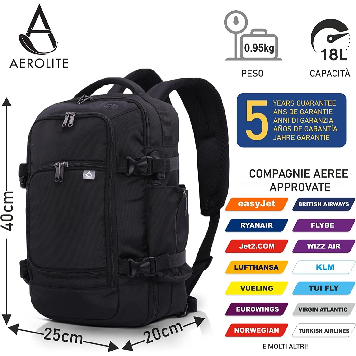Zaini Borsa Per Aereo 40x20x25 Borsa Per Aereo 40x20x25 Zaino