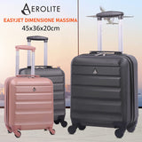 Aerolite Valigia 45x36x20cm Bagaglio A Mano Easyjet Dimensioni Massime borsa Da Cabina Sotto Il Sedile Rigida Ultraleggero in ABS Trolley da Viaggio con 4 Ruote 5 Anni Di Garanzia
