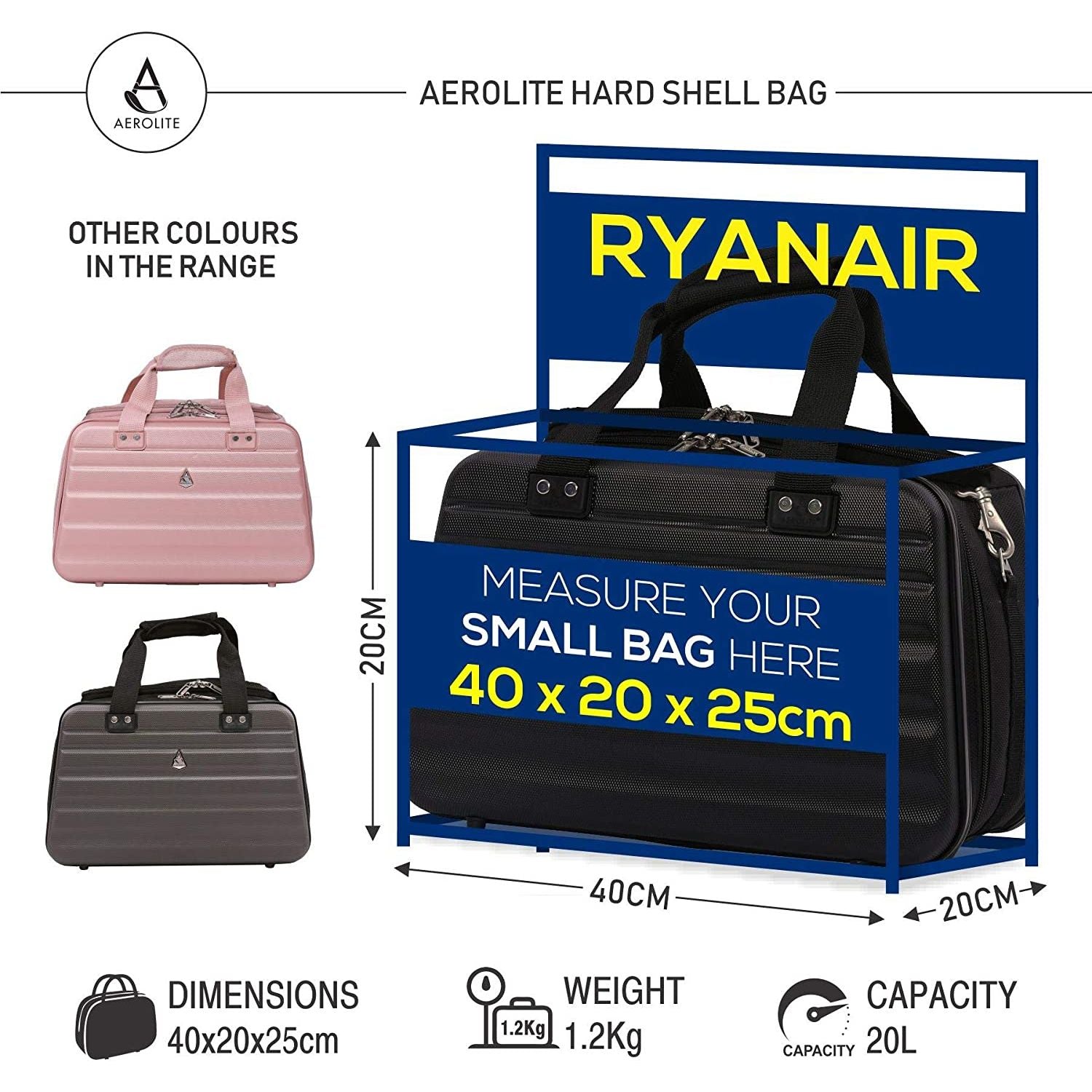 AeroLite™ Bagaglio a Mano Ryanair 40x20x25 cm - Valigia da Cabina Appr –  Aerolite IT